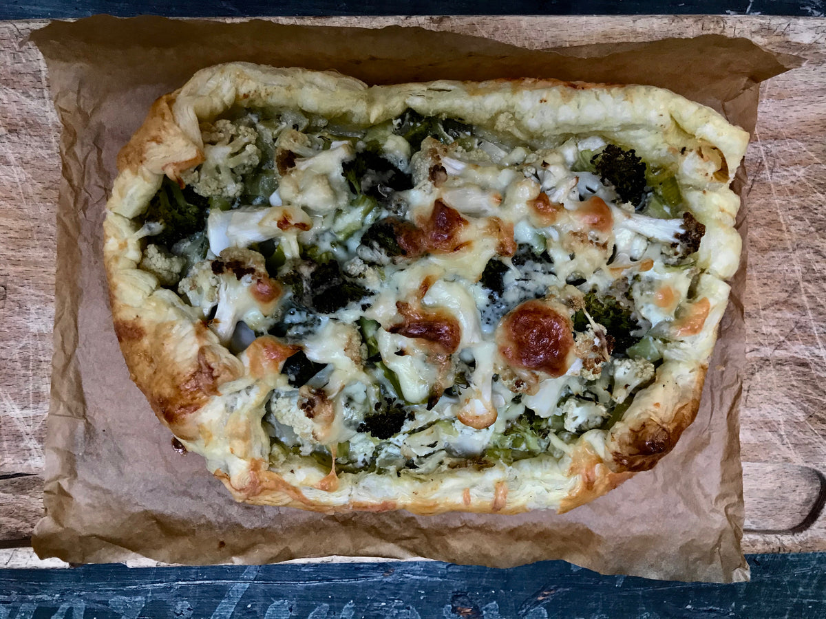 BROCCOLI AND CAULIFLOWER GALETTE WITH LEEKS AND RICOTTA - SERVES 4-6 D – Fino Olive Oil Ltd