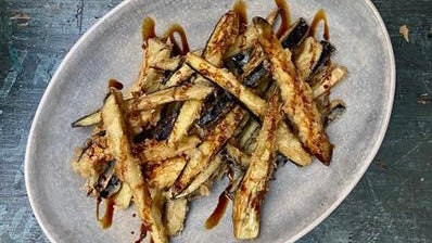 DEEP FRIED AUBERGINE WITH DARK BALSAMIC (OR ARROPE)