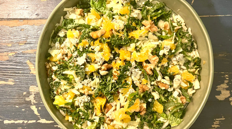 CABBAGE, BLUE CHEESE, ORANGE AND WALNUT SALAD