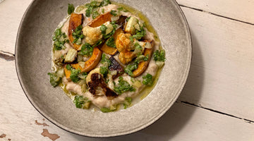 BEAN PUREE WITH ROASTED BUTTERNUT SQUASH, CAULIFLOWER AND PARSLEY DRESSING - SERVES 2 GENEROUSLY