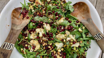 WARM ROASTED CAULIFLOWER SALAD WITH ROCKET AND TOASTED PISTACHIOS