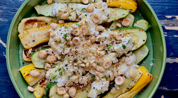 GRILLED COURGETTE AND RICOTTA SALAD WITH CRUSHED HAZELNUTS AND HONEY - SERVES 4 AS A SIDE