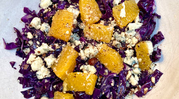 WARM RED CABBAGE, ORANGE AND BLUE CHEESE SALAD - SERVES 2