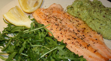 TROUT FILLET WITH BROAD BEAN EDAMAME AND PEA MASH - SERVES 2