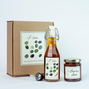 CHILLI OIL AND CHILLI JAM GIFT BOX WITH CHROME POURER
